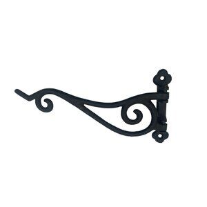Vintage Iron Decorative Door Hinge With Scroll Design 12 Inches Length Black Fin